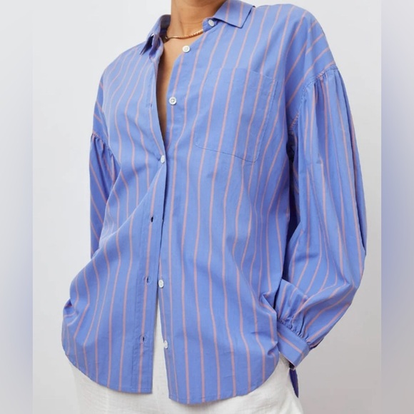 Rails Lavender and Coral Striped Button Down Shirt - Picture 1 of 8
